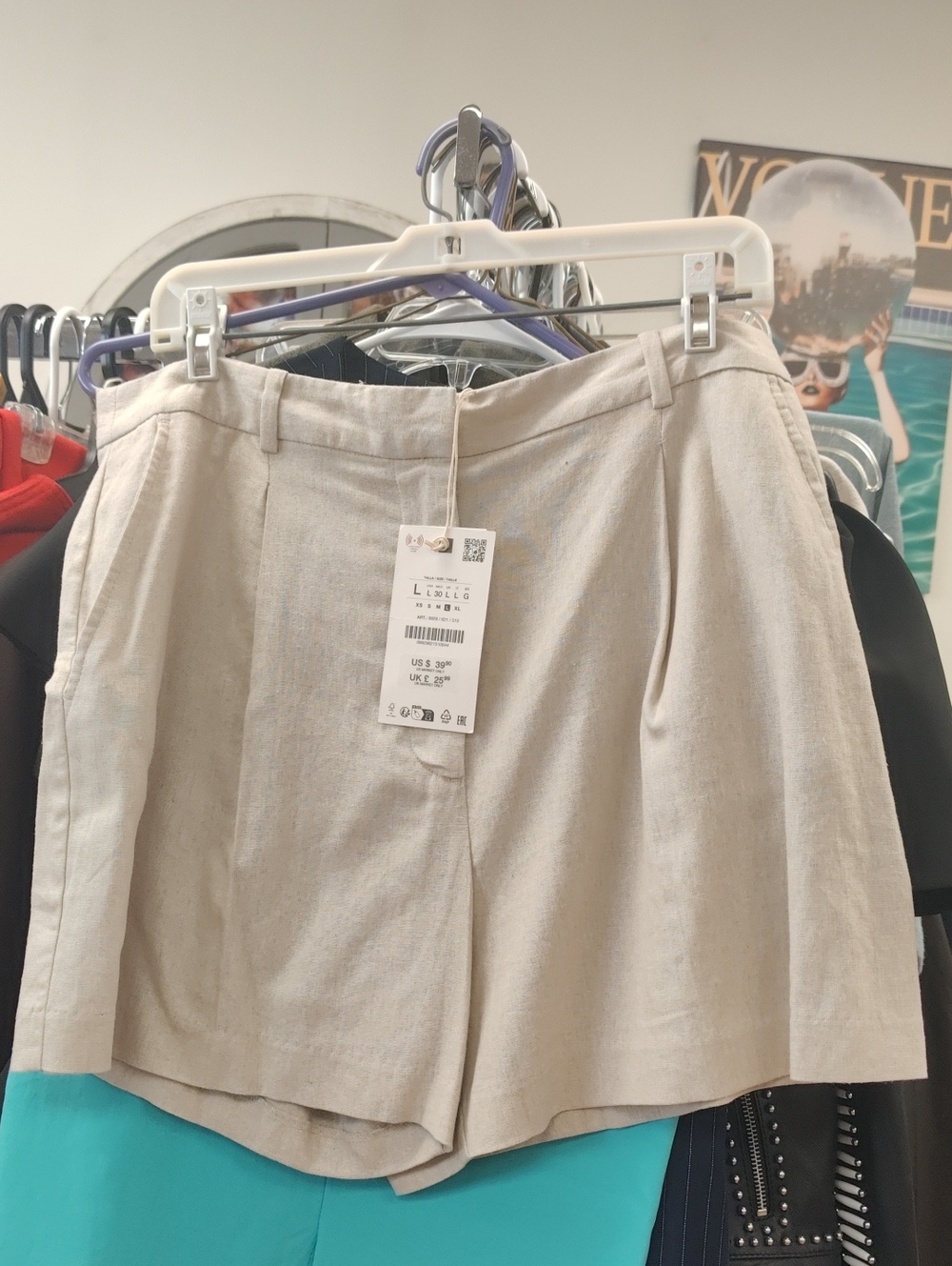 Linen-Blend High-Rise Cream Women’s Shorts